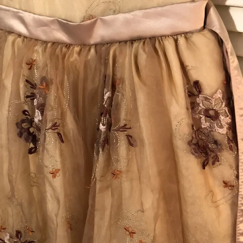 Floral Sparkle Lace  over Satin over Crinoline Soecial Occasion Dress 3/4